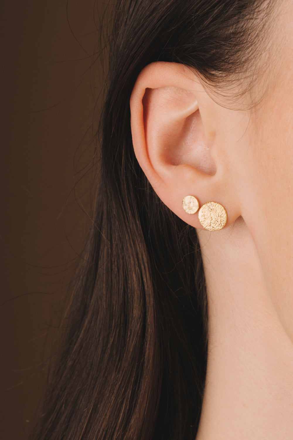 Small Foil disc earrings, vermeil