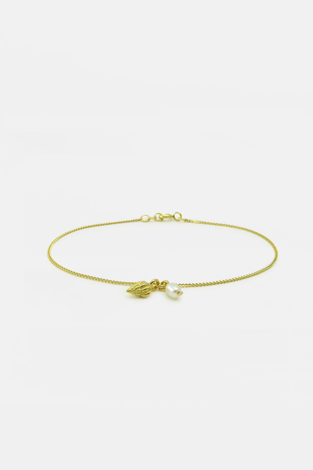 Armband van schelp met parel, vermeil