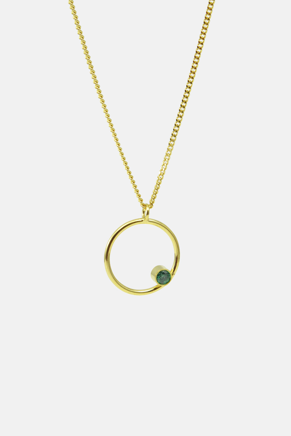 Circle with stone necklace, green, pink